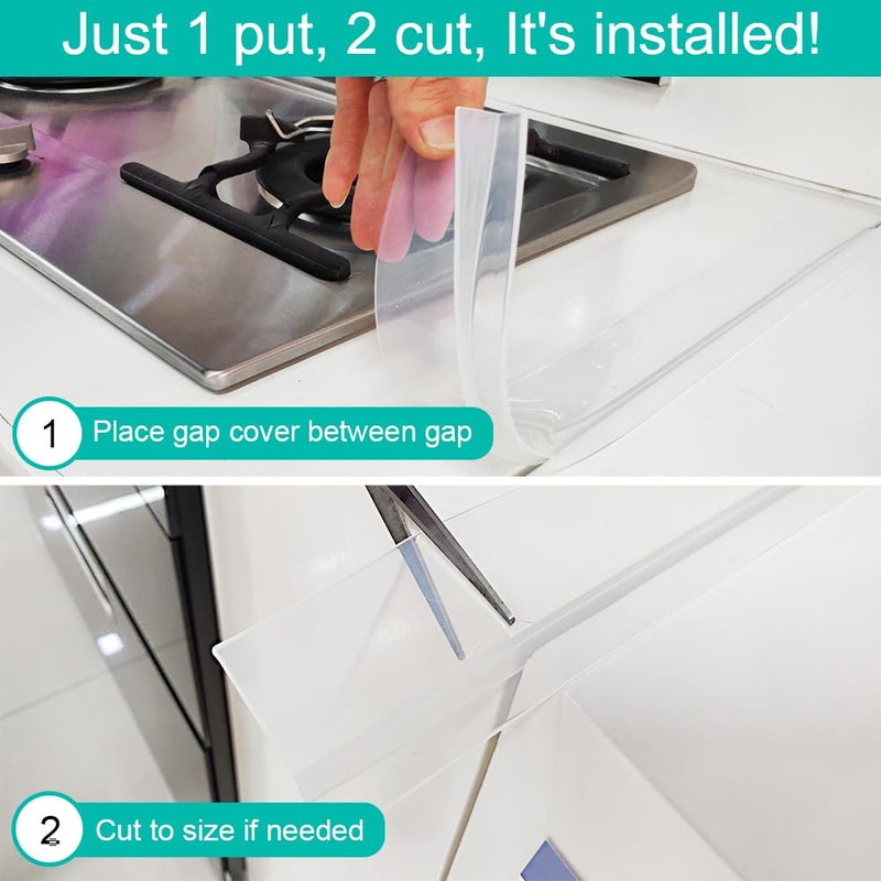 Mofason Stove Counter Gap Cover, Kitchen Silicone Oven Gap Filler â€“ 25 Inches Countertop Strips Gap Guard, Easy to Clean (Clear) - Image 5